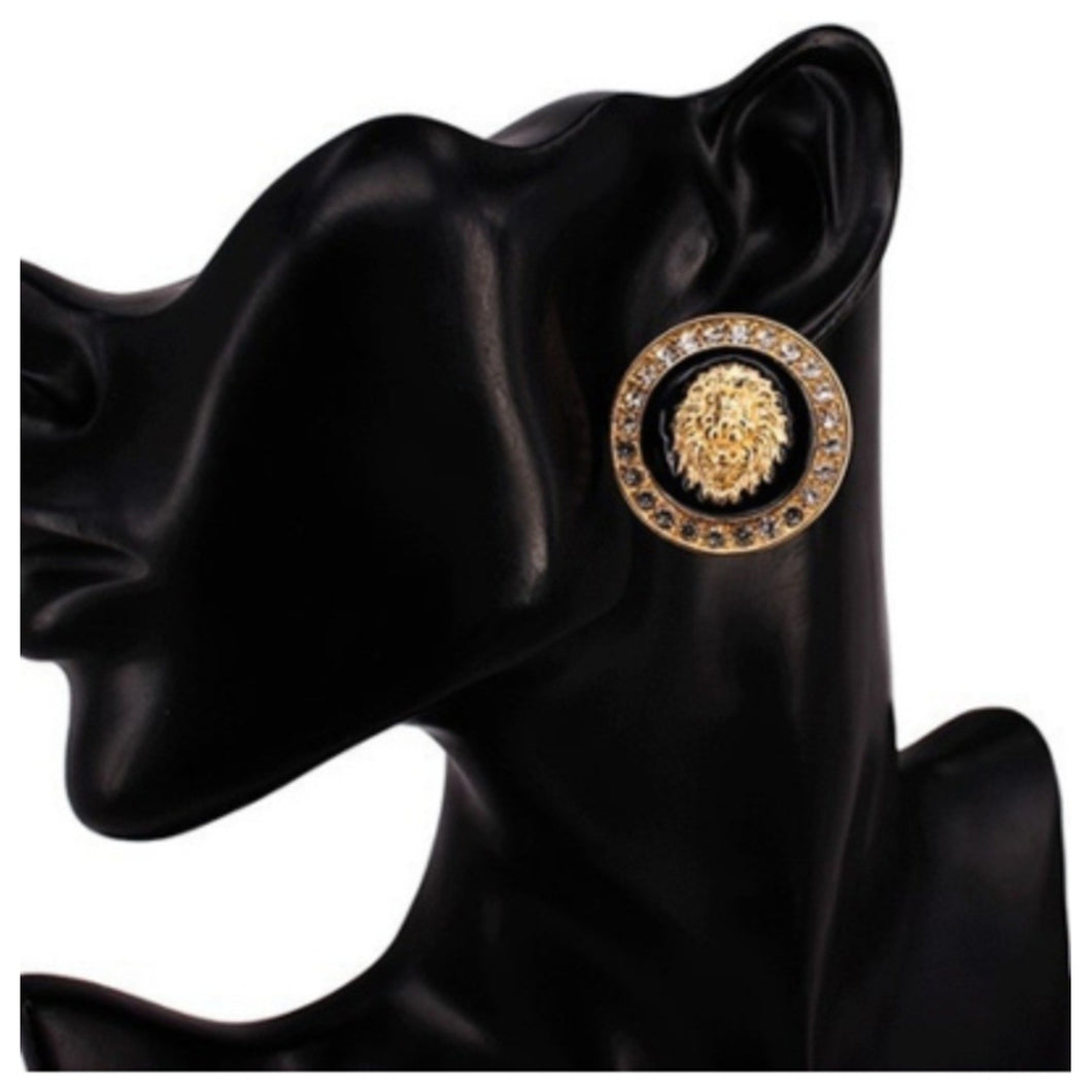 LION WITH CRYSTAL POST EARRINGS