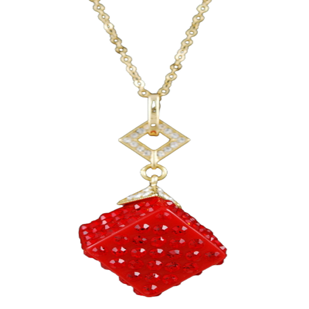 Studded Cube Pendant Necklace