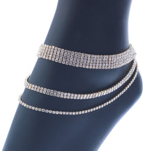 Load image into Gallery viewer, Rhinestone 5/2/1 Row 3 Layer Anklet