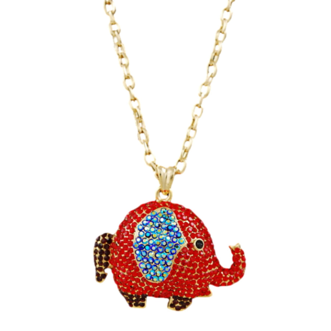 Studded Elephant Pendant Necklace