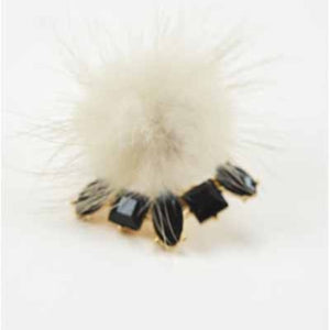 Pompom Crystal Clip Earrings