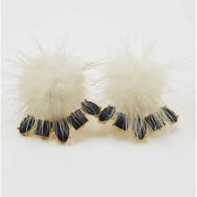 Load image into Gallery viewer, Pompom Crystal Clip Earrings