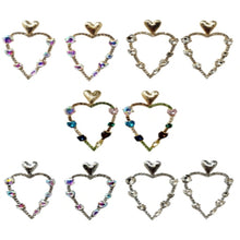Load image into Gallery viewer, METAL WITH MULTI CRYSTAL STONE LONG HEART EARRINGS