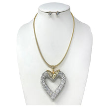 Load image into Gallery viewer, RHINESTONE HEART PENDANT NECKLACE SET