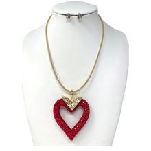 Load image into Gallery viewer, RHINESTONE HEART PENDANT NECKLACE SET
