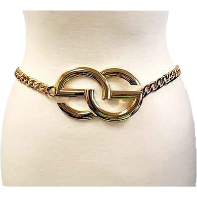 Double Round Buckle Chain Belt