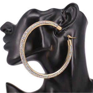 EARRINGS HOOP 80MM RHINESTONE PAVE