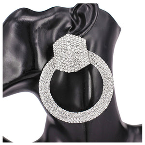 Crystal Ring Hexagon Layered Earrings