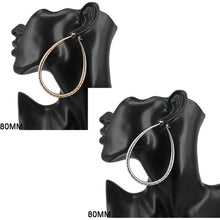 Load image into Gallery viewer, 80 MM Hoop Etched Teardrop Ring Earrings