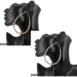 80 MM Hoop Etched Teardrop Ring Earrings