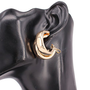 Double Shiny Metal Metal Hoop Earrings