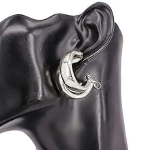 Load image into Gallery viewer, Double Shiny Metal Metal Hoop Earrings