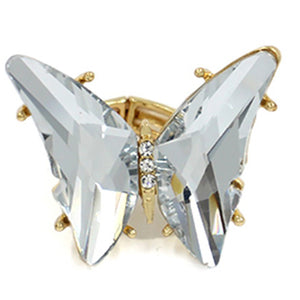 Butterfly Rhinestone Flexible Ring