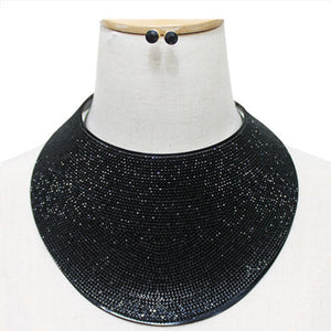 Crystal Covered Oversize Choker Necklace Set