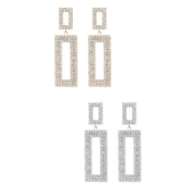 Load image into Gallery viewer, Full Crystal Rectangle Post Back Earrings