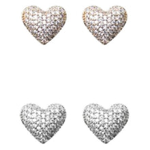 Load image into Gallery viewer, Heart Shape Pave Stud Post Back Earrings