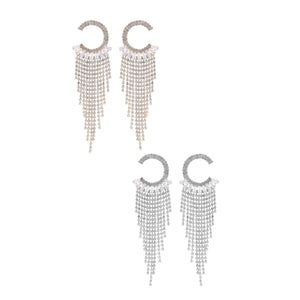 Shape Baguette Fringe Post Back Earrings