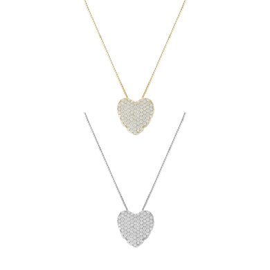 Heart Pave Flat Silm Necklace