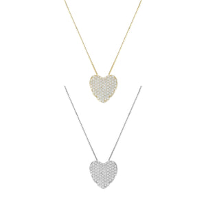 Heart Pave Flat Silm Necklace