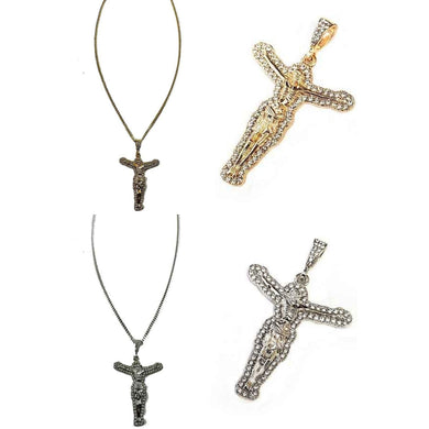 Studded Christ Stone Pendant  long Necklace