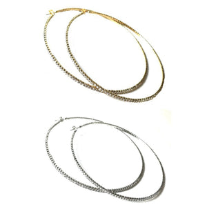 Rhinestone Wire Hoop Earrings