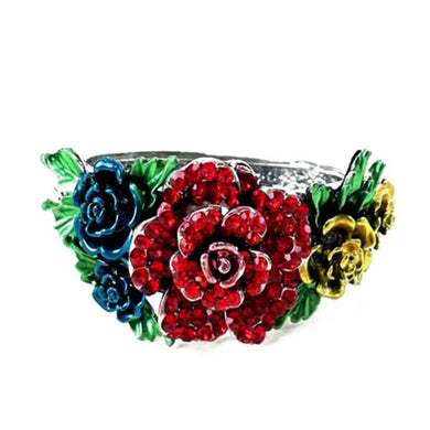 Studded Flower Metal Cuff Bracelet