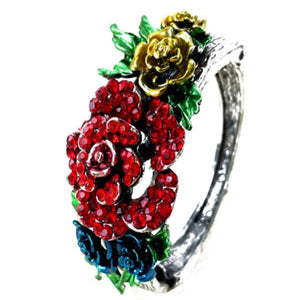 Studded Flower Metal Cuff Bracelet