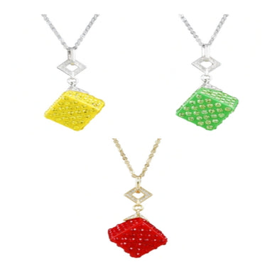 Studded Cube Pendant Necklace