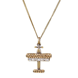 Studded Aircraft Pendant Necklace