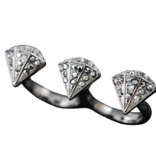 Load image into Gallery viewer, Studded Diamond Two Finger Ring