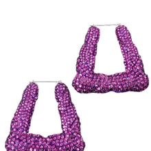 Load image into Gallery viewer, Studded Triangle Bamboo Hoop Earrings