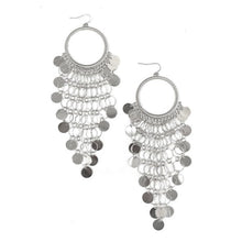 Load image into Gallery viewer, ROUND DISC CHAIN DANGLE EARRINGS