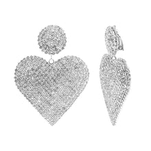 Load image into Gallery viewer, HEART RHINESTONE CLIP ON EARRINGS