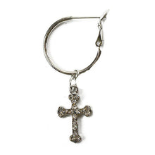 Load image into Gallery viewer, Rhinestone Cross Dangle Hoop Earring