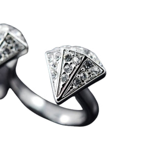 Studded Diamond Two Finger Ring
