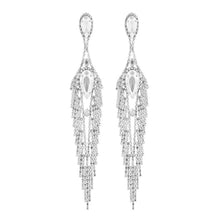 Load image into Gallery viewer, RHINESTONE FEATHER DANGLE POST EARRINGS
