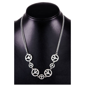 Studded Peace Sign Link Necklace