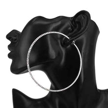 Load image into Gallery viewer, Rhinestone 80mm Crystal Wire Hoop Earrings