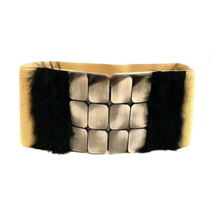 Studded Fur Belt