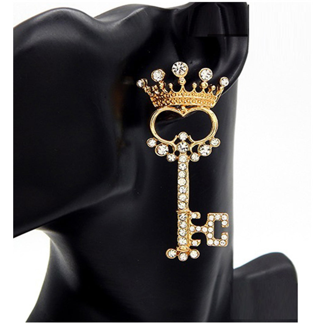 Earrings Key With Crown