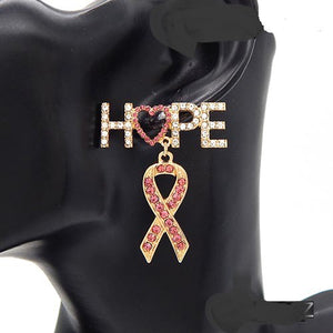 Pink Ribbon and Hope Post Earrings