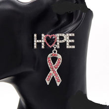 Load image into Gallery viewer, Pink Ribbon and Hope Post Earrings
