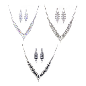 Crytal Rhinestone Drop Earring Necklace Set